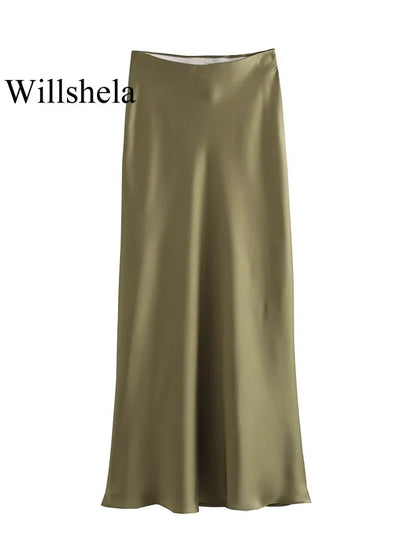 The Vianté Skirt | Timeless Satin Midi Skirt