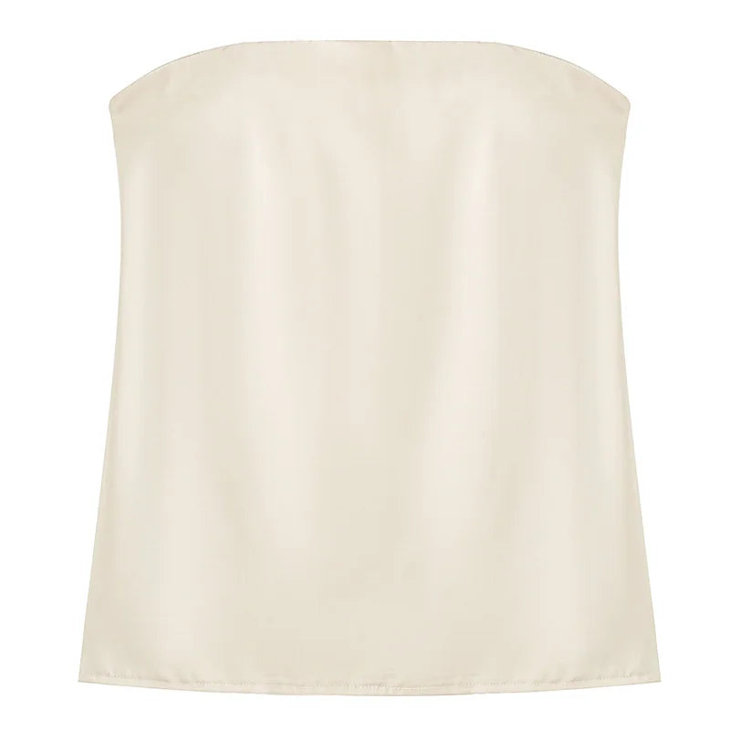 The Isabella Satin Set | Strapless Top & High-Waisted Trousers