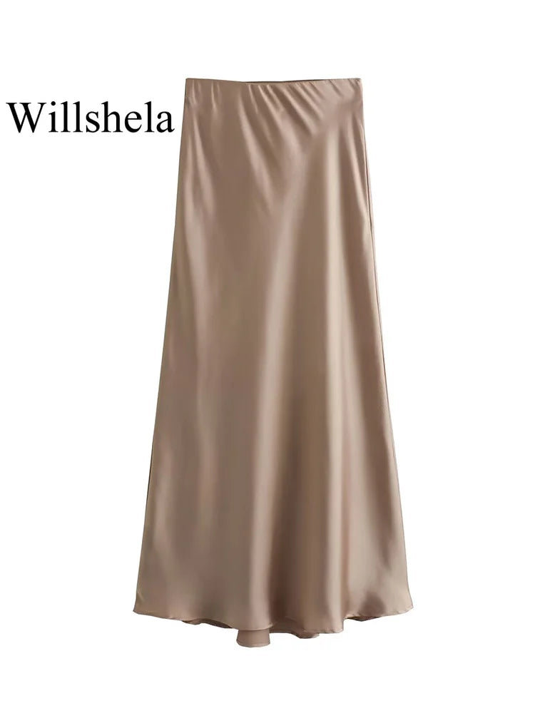 The Vianté Skirt | Timeless Satin Midi Skirt