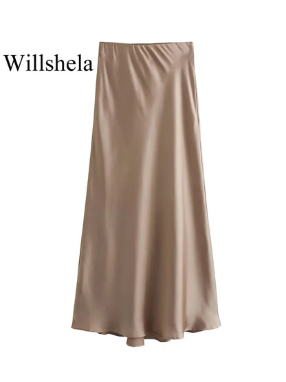The Vianté Skirt | Timeless Satin Midi Skirt