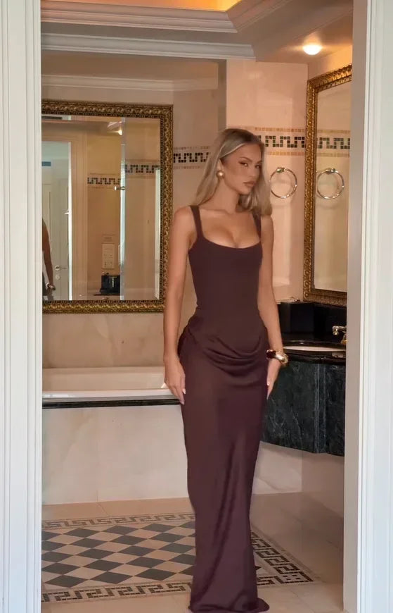The Genevieve Pleated Midi Dress | Square Neck Midi Dress