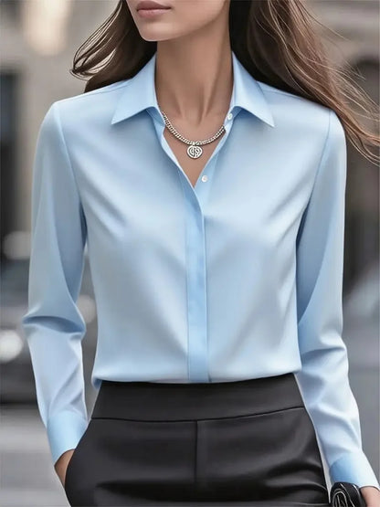 The Scarlett Satin Blouse | Satin Button-Up Blouse