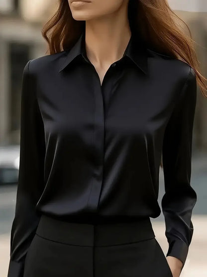 The Scarlett Satin Blouse | Satin Button-Up Blouse
